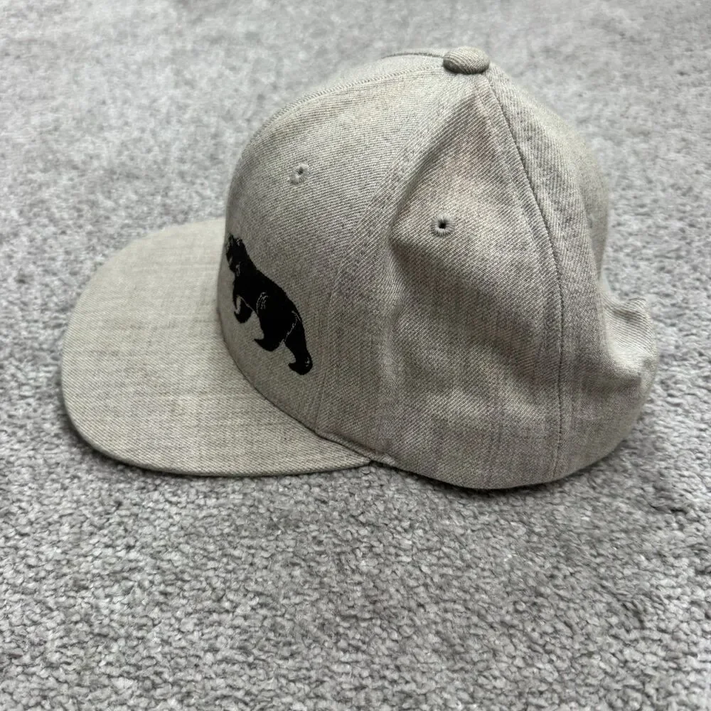 The Classics Yupoong Snapback Embroidered Bear Hat Cap mens Gray Wool Blend